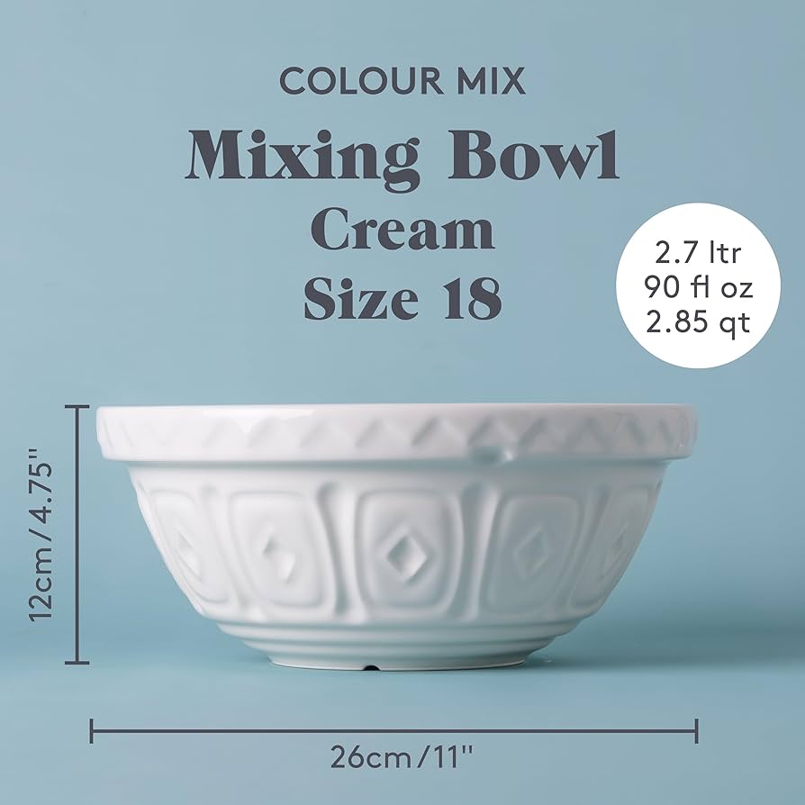 Amazon.com: Mason Cash Color Mix S18 (2.85 Qt) Mixing Bowl | Cream